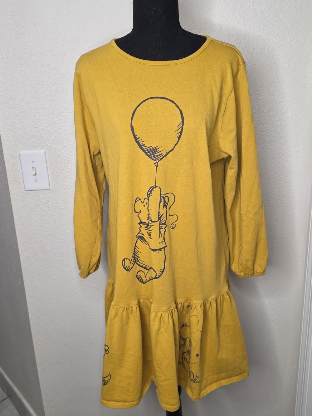 Disney Girls' Mustard Yellow Winnie the Pooh Balloon Dress